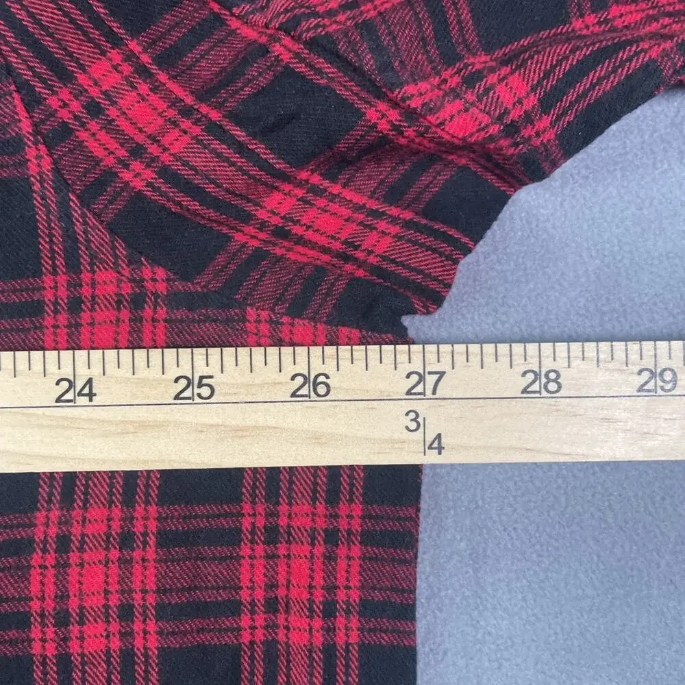 Duluth Trading Co Flannel Shirt Men's XL Tall XLT Black Red Plaid Heavyweight - Picture 4 of 8